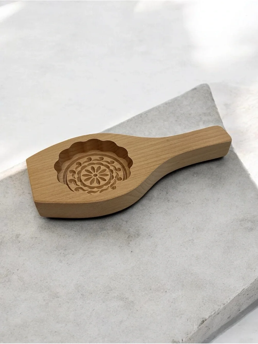 Wooden Mooncake Mold Press - Natural Brown